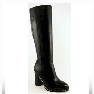 Coach Justina Runway Black Leather Tall Boots